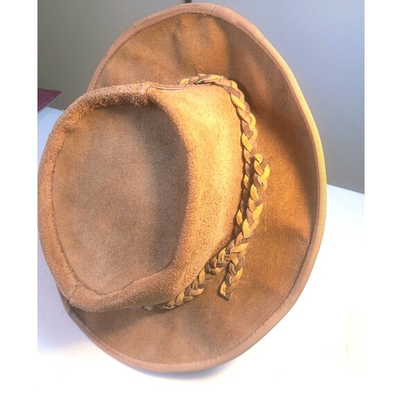 Vintage Skullys Henschell Weathered Suede Hippie Boho Outback Hat USA Large - Picture 4 of 16